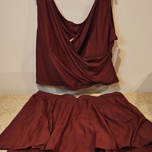 HONEY MARK SWIM SUGAR SKORT & BASIL WRAP SWIM TOP W BRA WOMEN Sz 4X 2 Piece NWT - Picture 9 of 12